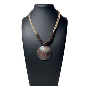 Lia Sophia Brown Iridescent Paua Shell Pendant Necklace